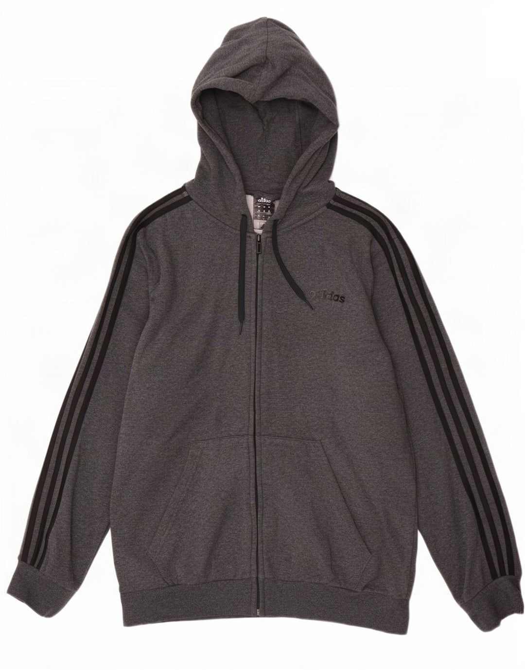 Adidas Mens Zip Hoodie Sweater Large Grey Cotton