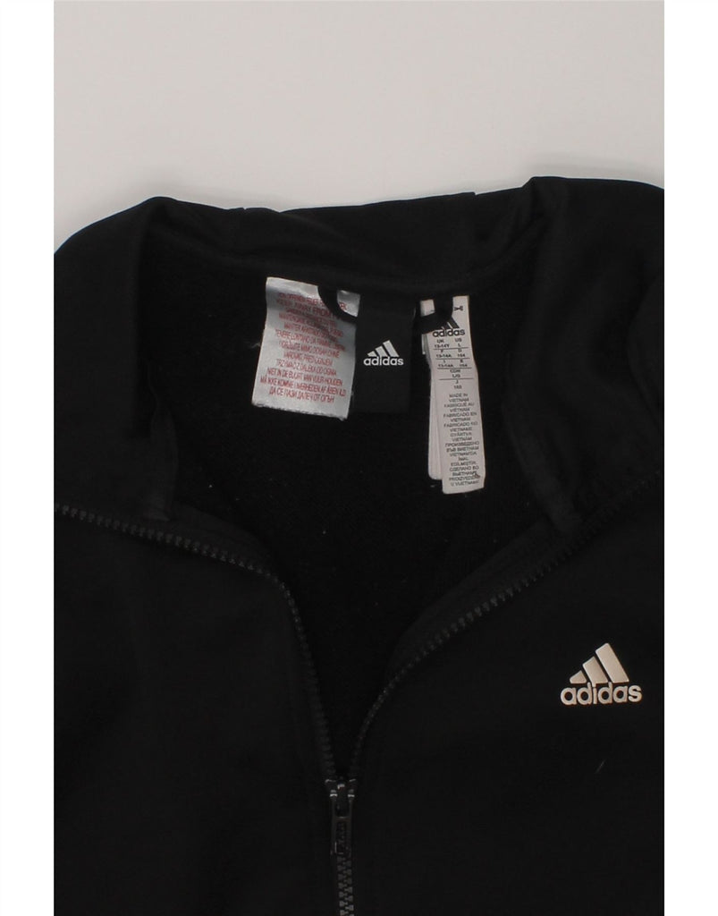 ADIDAS Boys Zip Hoodie Sweater 13-14 Years Black Colourblock Polyester | Vintage Adidas | Thrift | Second-Hand Adidas | Used Clothing | Messina Hembry 