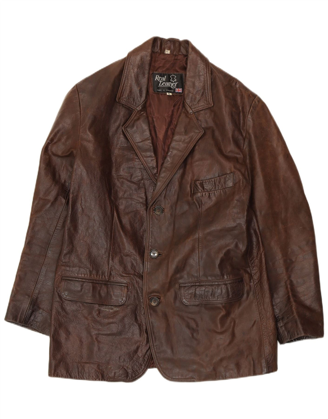 VINTAGE Mens Leather Jacket UK 42 XL Brown Leather