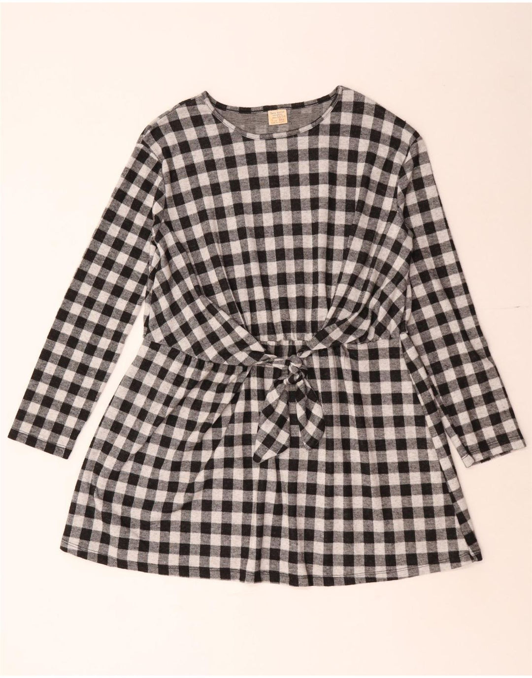 Zara Girls Long Sleeve Basic Dress 13-14 Years Black Gingham