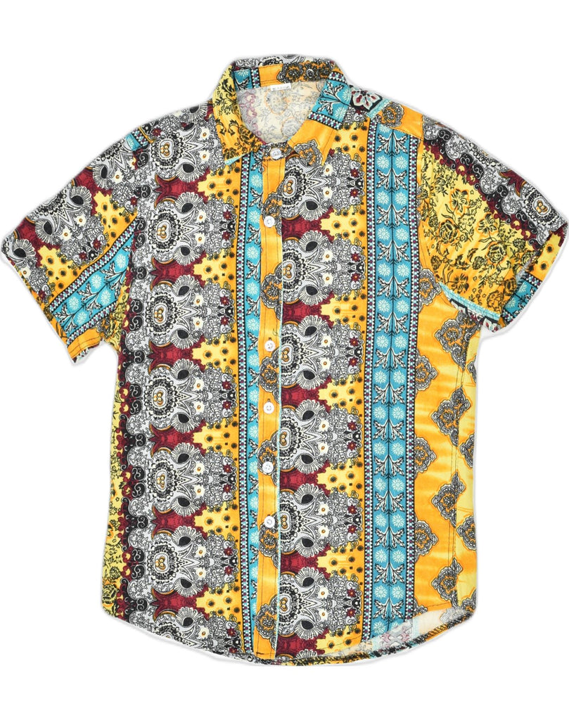 VINTAGE Mens Slim Fit Short Sleeve Shirt Medium Multicoloured Patchwork | Vintage | Thrift | Second-Hand | Used Clothing | Messina Hembry 