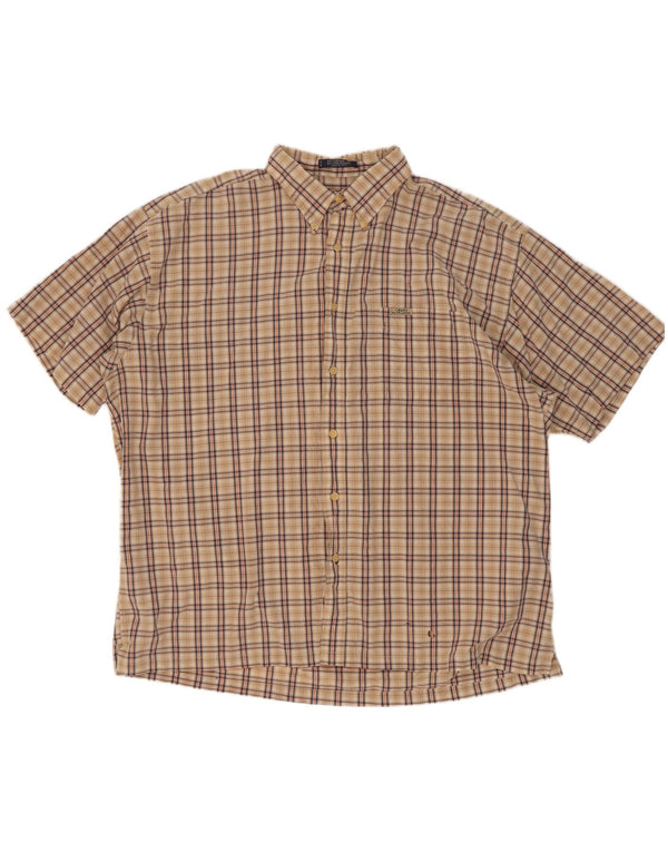 Chaps Ralph Lauren Mens Short Sleeve Shirt 2XL Beige Check Cotton