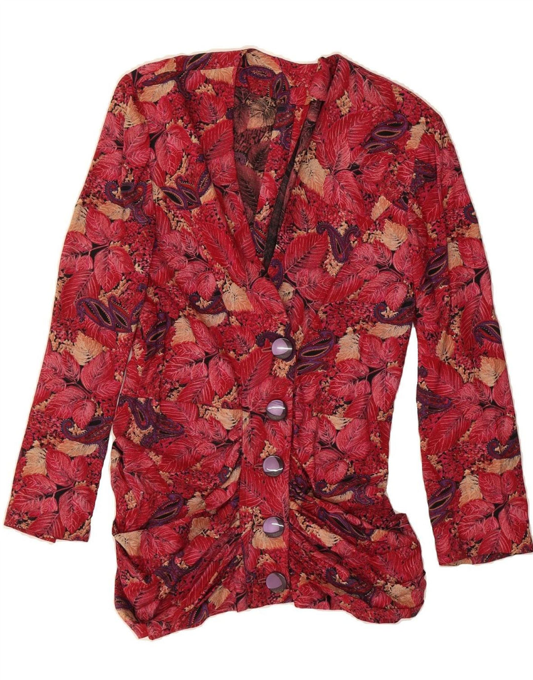 VINTAGE Womens Cardigan Top UK 8 Small Red Floral Vintage Vintage and Second-Hand Vintage from Messina Hembry 
