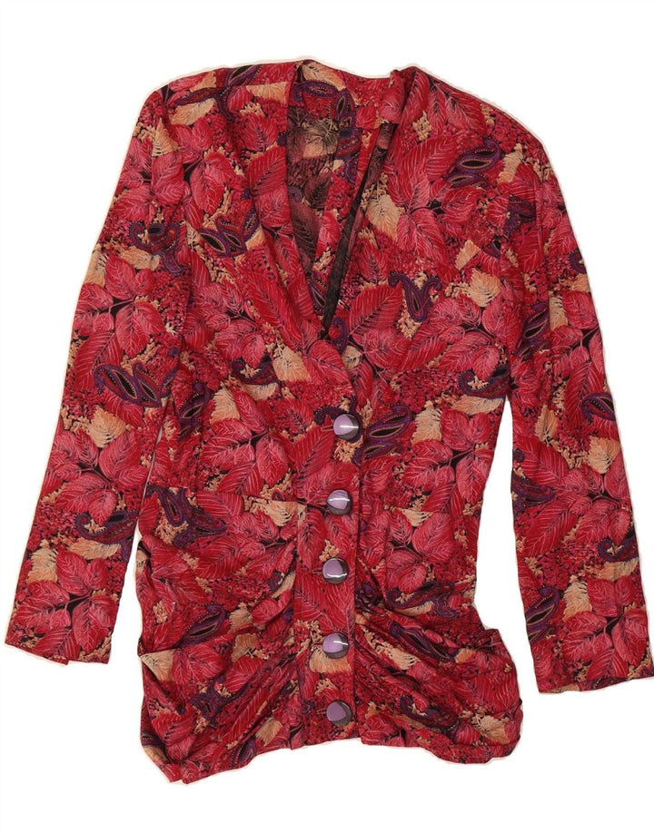 VINTAGE Womens Cardigan Top UK 8 Small Red Floral Vintage Vintage and Second-Hand Vintage from Messina Hembry 