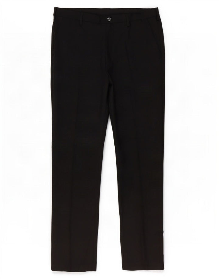 Marks & Spencer Mens Regular Fit Chino Trousers W34 L33 Black Polyester