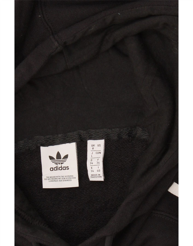 ADIDAS Womens Oversized Crop Hoodie Jumper UK 8 Small Black Cotton Vintage Adidas and Second-Hand Adidas from Messina Hembry 