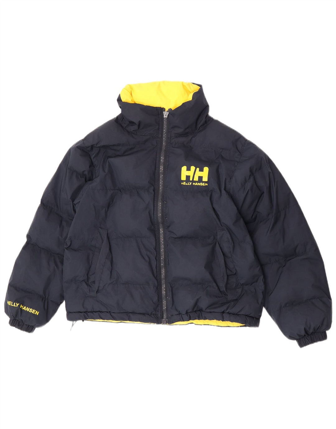 Helly Hansen Mens Graphic Reversible Padded Jacket UK 36 Small Yellow