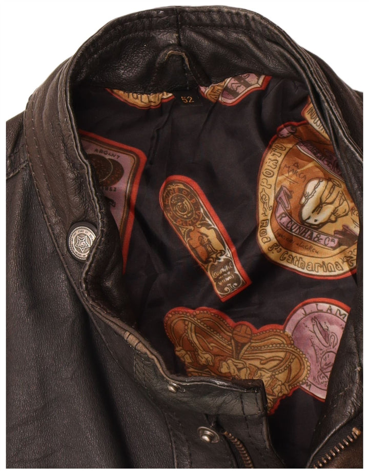 Vintage Mens Leather Gilet IT 52 XL Black Leather