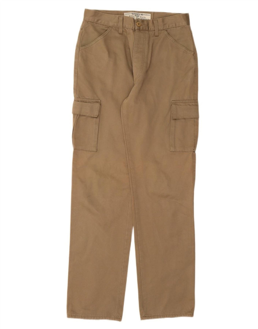 WAMPUM Mens Straight Cargo Trousers IT 48 Medium W32 L33 Brown Cotton