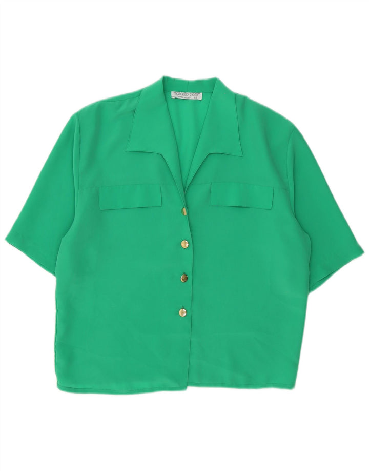 Marcello Cioni Womens Short Sleeve Shirt Blouse IT 44 Medium Green
