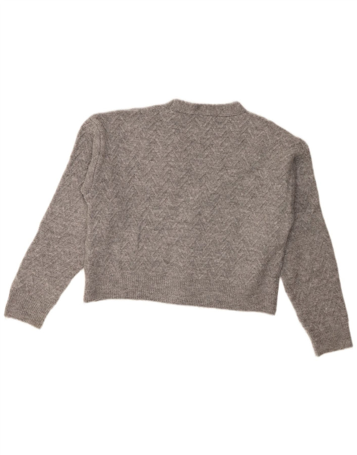 Zara Womens Crop Cardigan Sweater UK 14 Medium Grey Acrylic