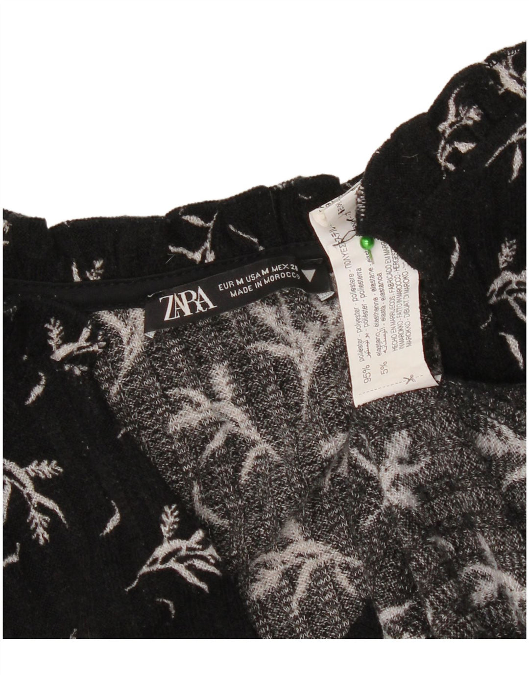 Zara Womens Long Sleeve A-Line Dress UK 14 Medium Black Floral Polyester