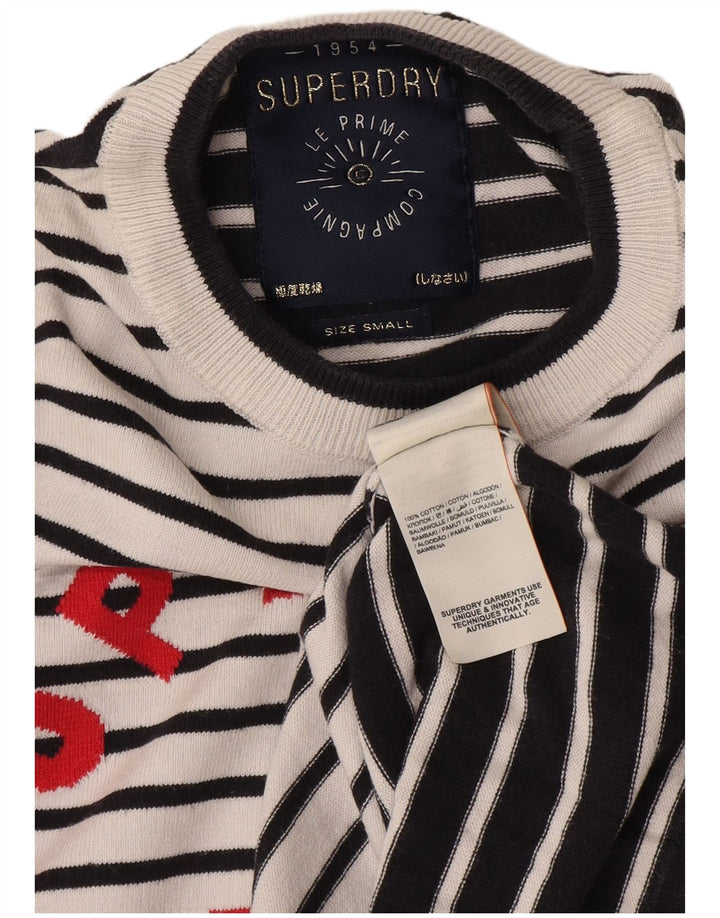 Superdry Womens Oversized Crew Neck Jumper Sweater UK 10 Small White