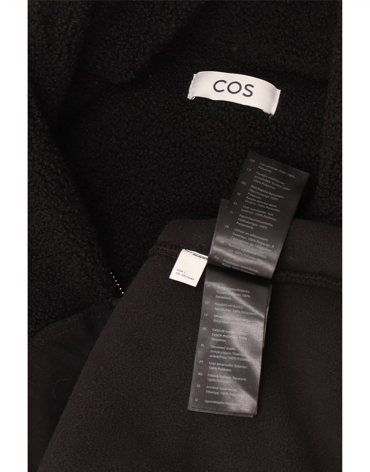 Cos Mens Zip Neck Fleece Jumper Large Black Polyester
