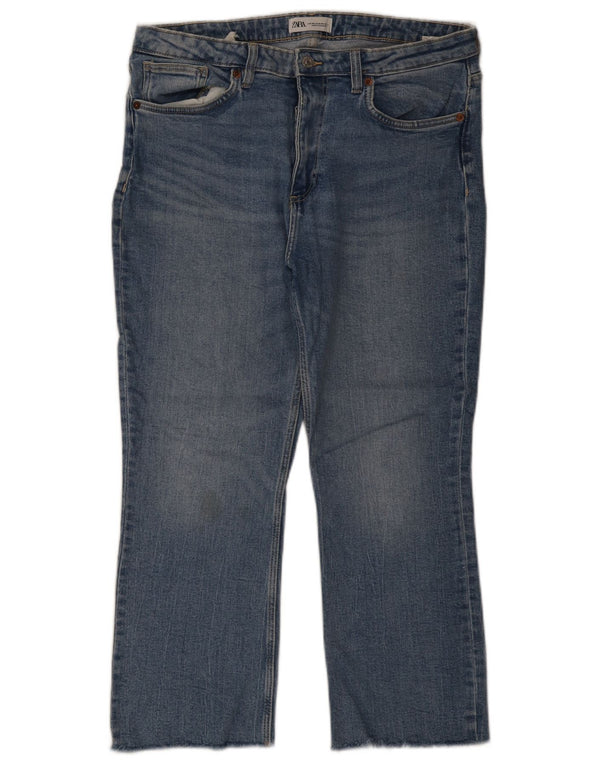 Zara Womens Cropped Jeans EU 44 XL W34 L25 Blue Cotton