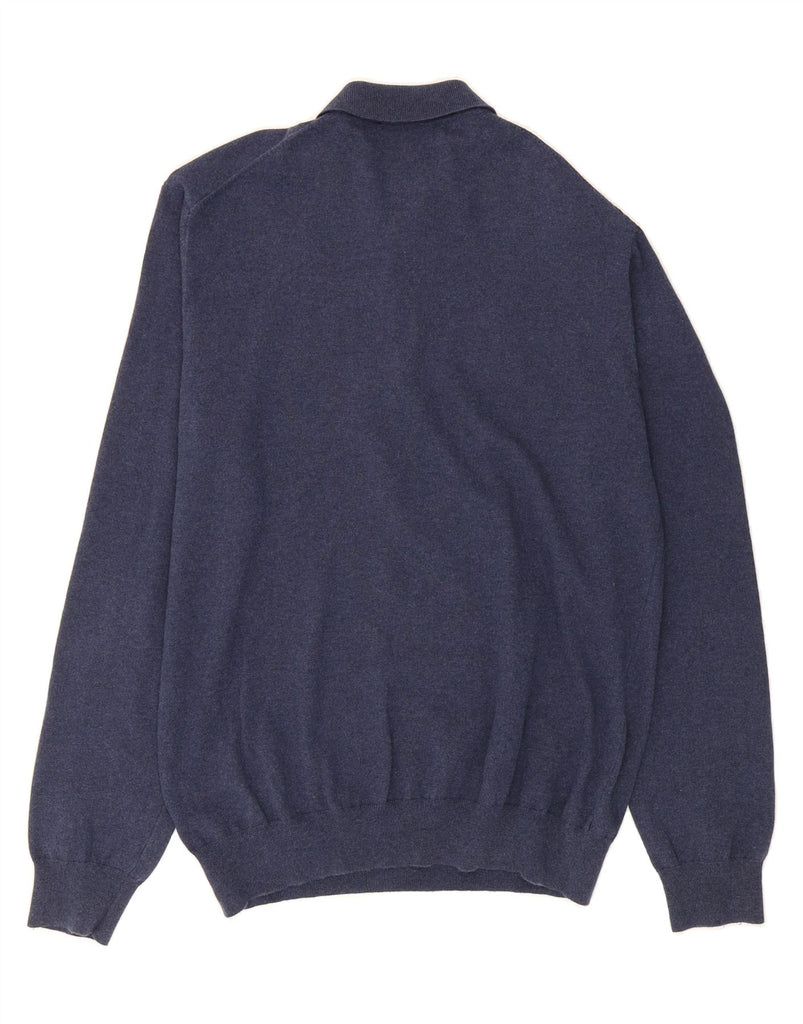 FRENCH CONNECTION Mens Polo Neck Jumper Sweater Medium Navy Blue Cotton Vintage French Connection and Second-Hand French Connection from Messina Hembry 