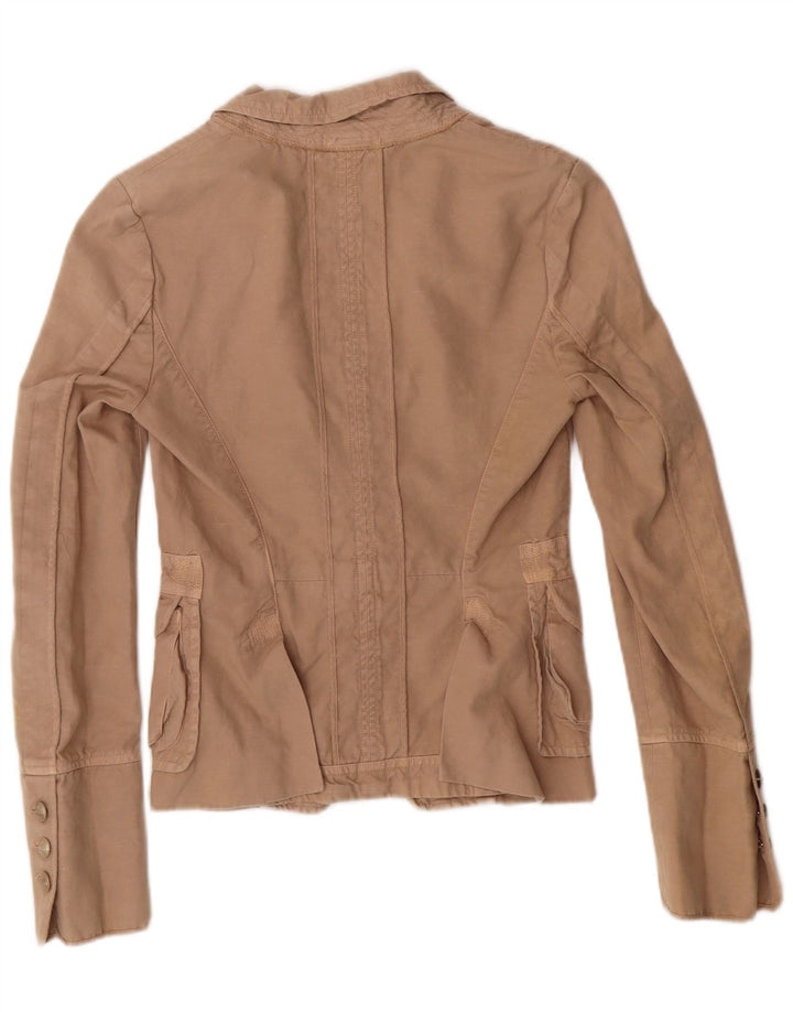 PINKO Womens 2 Button Blazer Jacket UK 8 Small  Beige Cotton