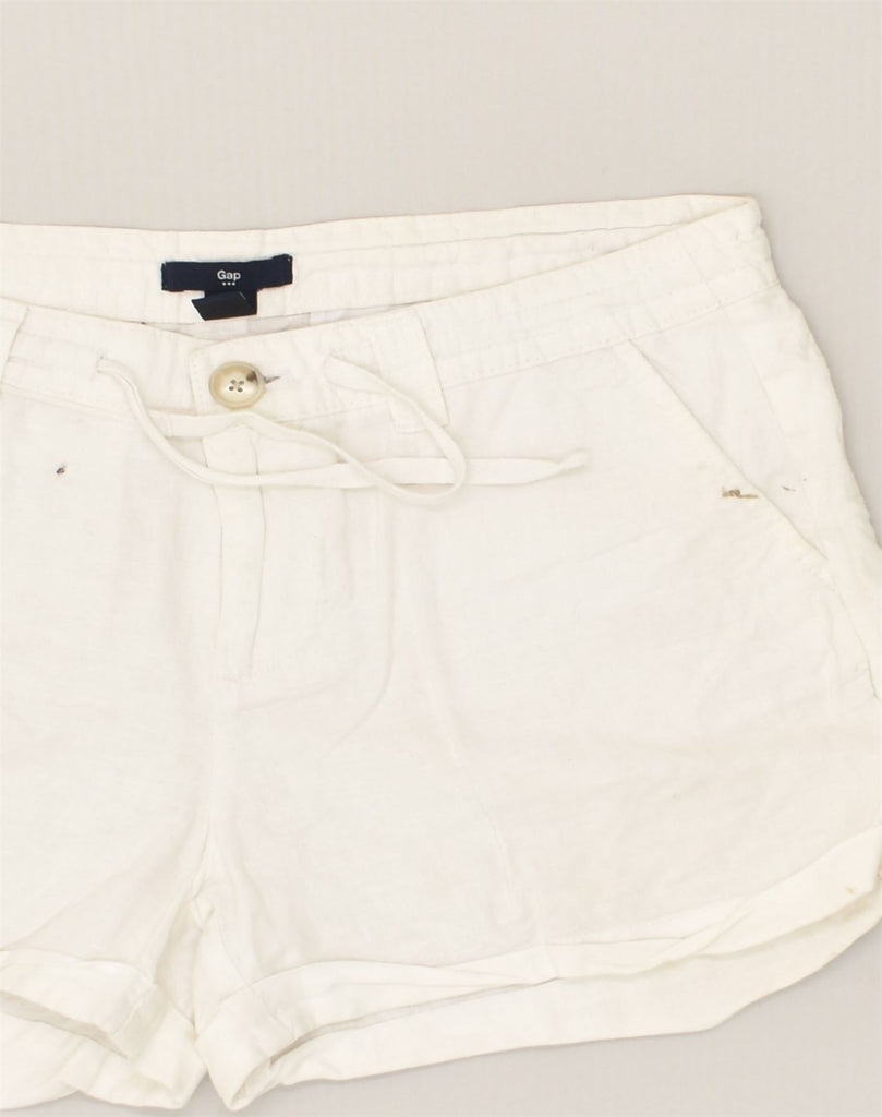 GAP Womens Hot Pants US 4 Small W30 White Linen | Vintage Gap | Thrift | Second-Hand Gap | Used Clothing | Messina Hembry 