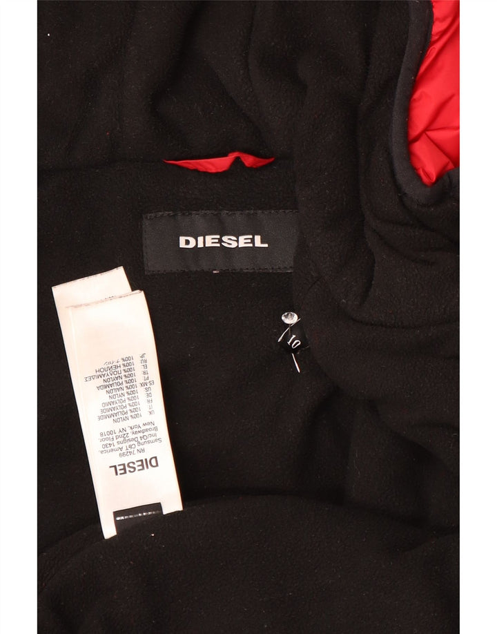Diesel Boys Graphic Hooded Bomber Jacket 9-10 Years Red Nylon