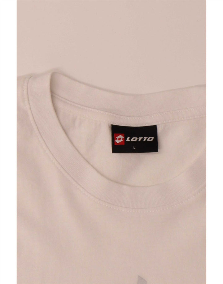 Lotto Mens Graphic T-Shirt Top Large White Cotton