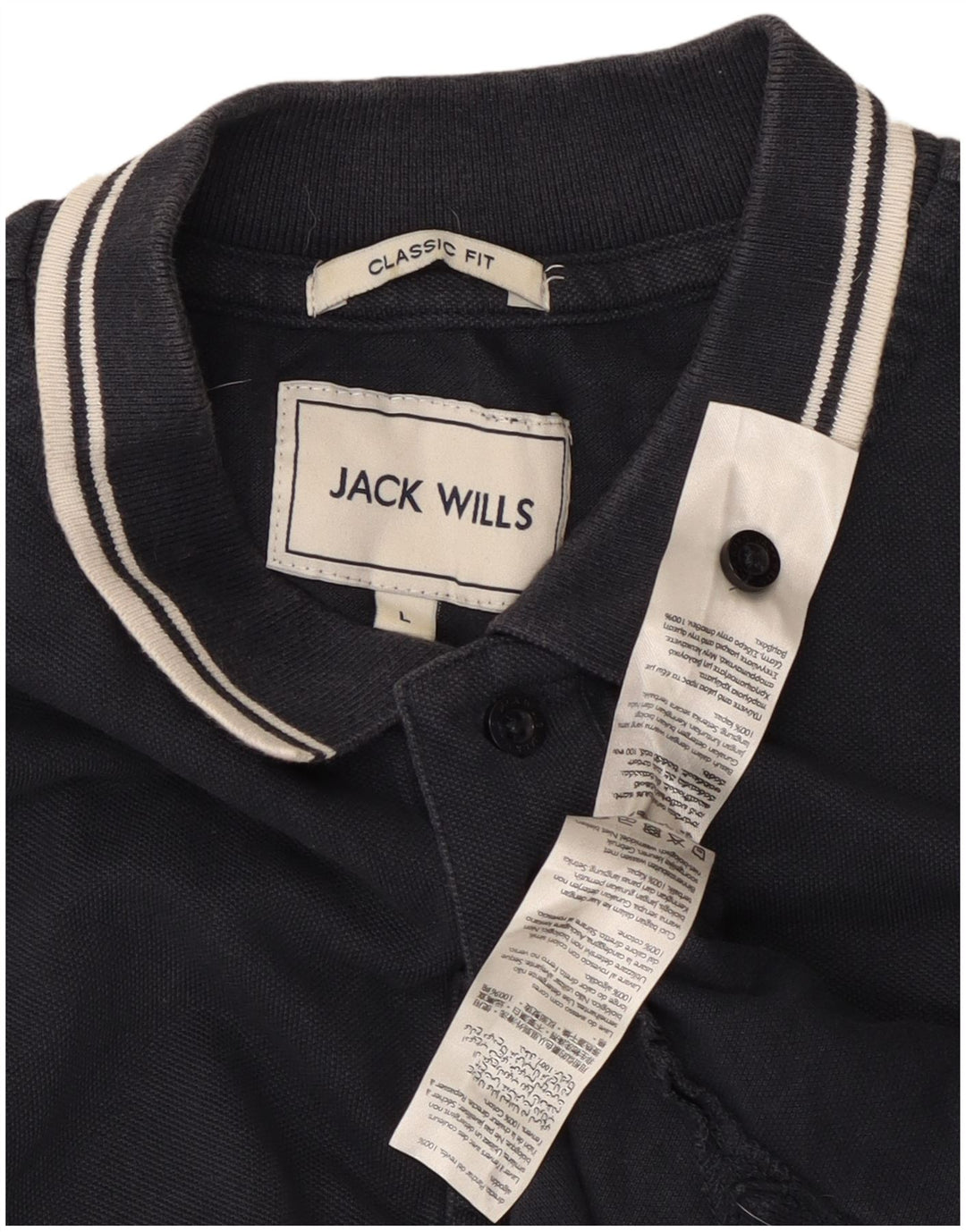 Jack Wills Mens Classic Fit Polo Shirt Large Navy Blue Cotton