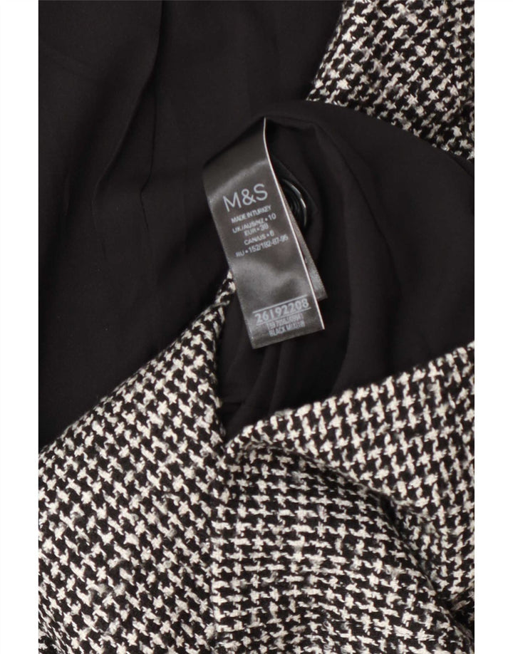 Marks & Spencer Womens 2 Button Blazer Jacket UK 10 Small Black Houndstooth