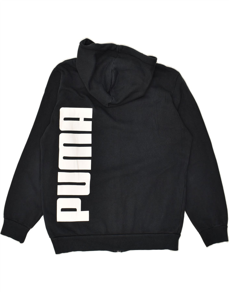 PUMA Mens Graphic Zip Hoodie Sweater Medium Black Cotton | Vintage Puma | Thrift | Second-Hand Puma | Used Clothing | Messina Hembry 