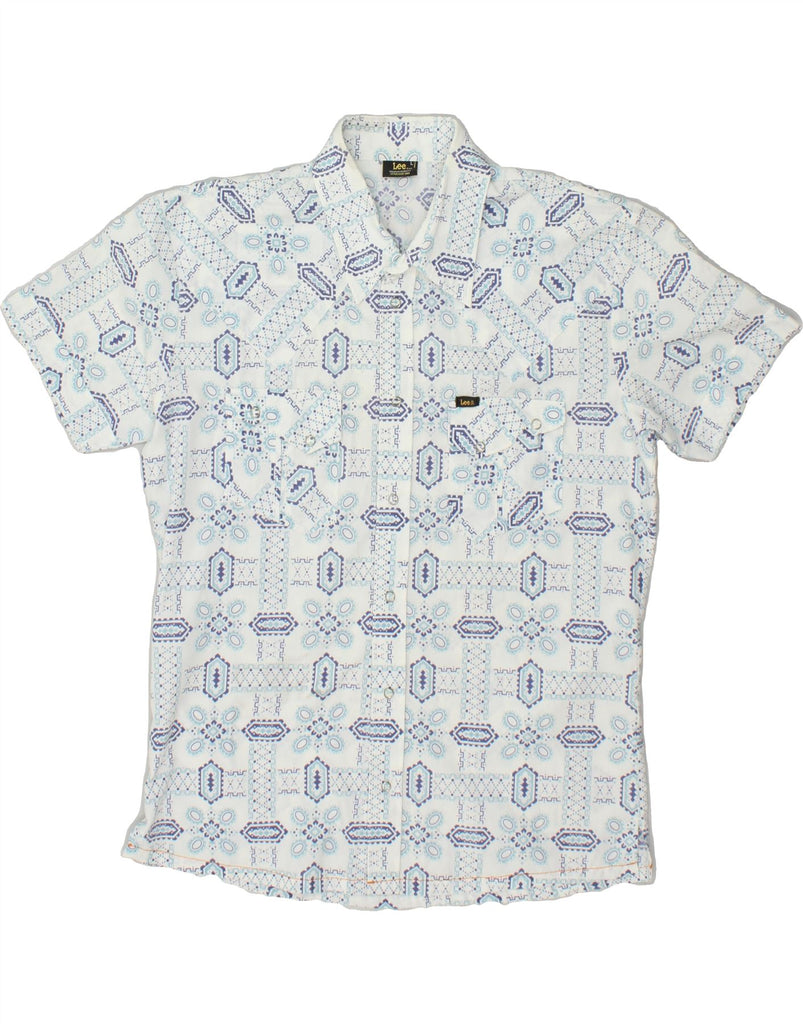 LEE Mens Abstract Pattern Short Sleeve Shirt Large Blue | Vintage Lee | Thrift | Second-Hand Lee | Used Clothing | Messina Hembry 