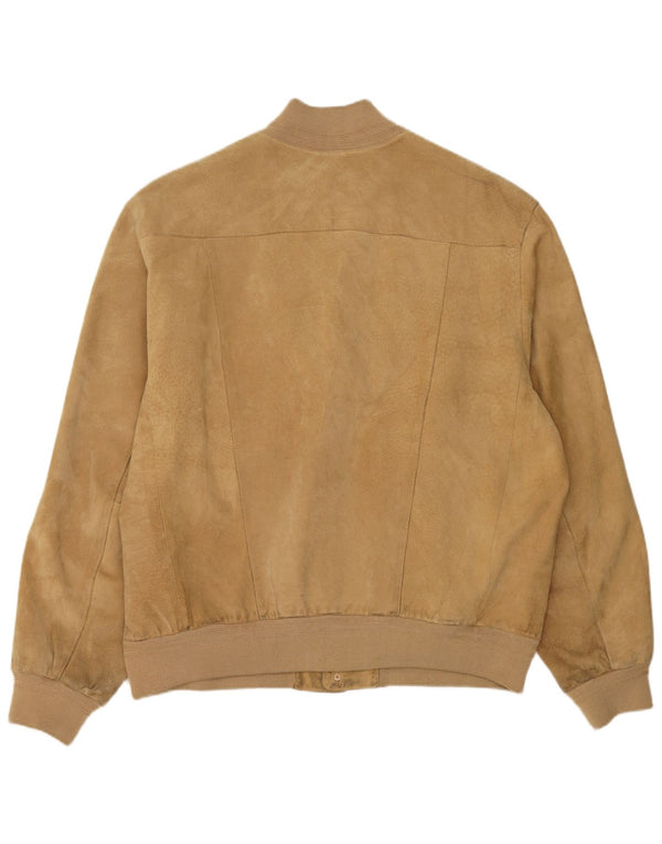 Conbipel Mens Suede Bomber Jacket IT 56 2XL Beige Leather
