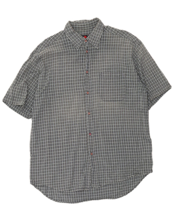Kappa Mens Short Sleeve Shirt XL Grey Check Cotton