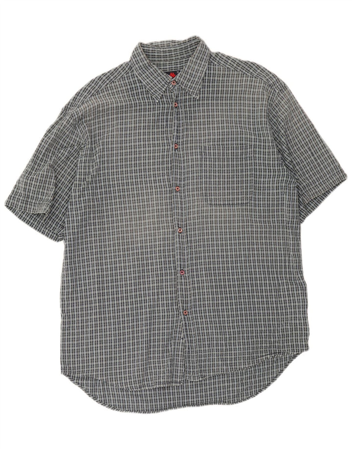 Kappa Mens Short Sleeve Shirt XL Grey Check Cotton