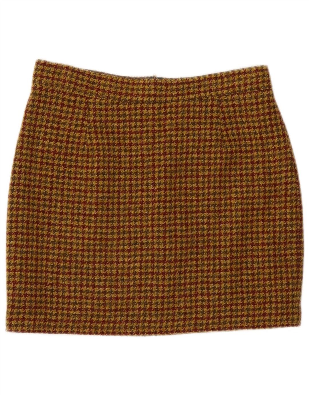 Vintage Womens Mini Skirt IT 46 Large W30 Brown Houndstooth Wool