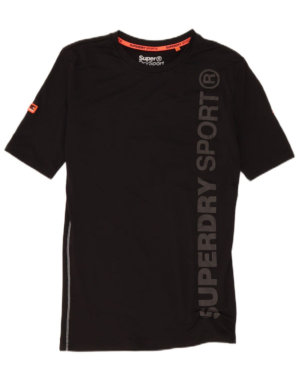 Superdry Mens Athletic Fit Graphic T-Shirt Top Small Black Polyester Sports