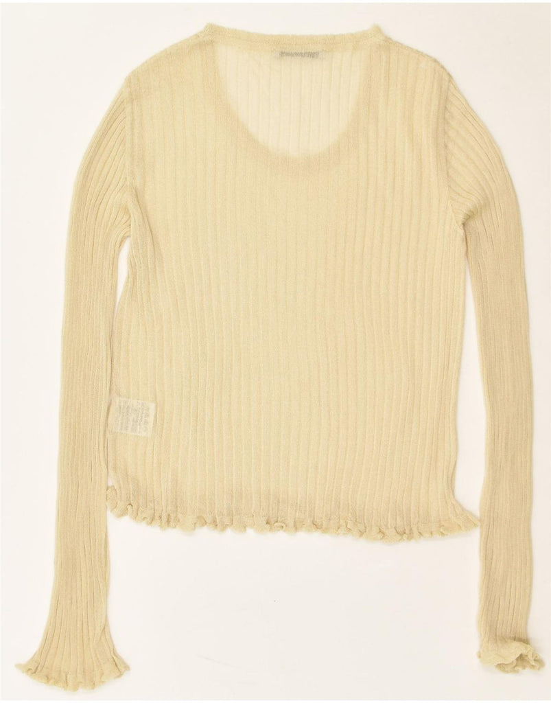 LIU JO Womens Crew Neck Jumper Sweater UK 14 Large Beige Acetate | Vintage Liu Jo | Thrift | Second-Hand Liu Jo | Used Clothing | Messina Hembry 