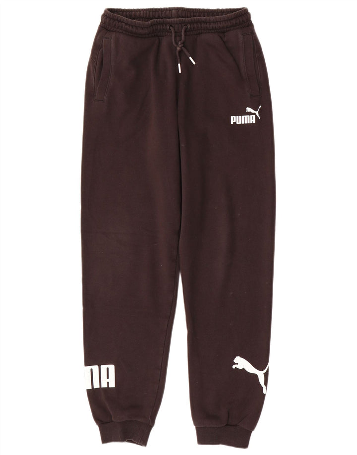 PUMA Boys Graphic Tracksuit Trousers Joggers 13-14 Years Brown Polyester