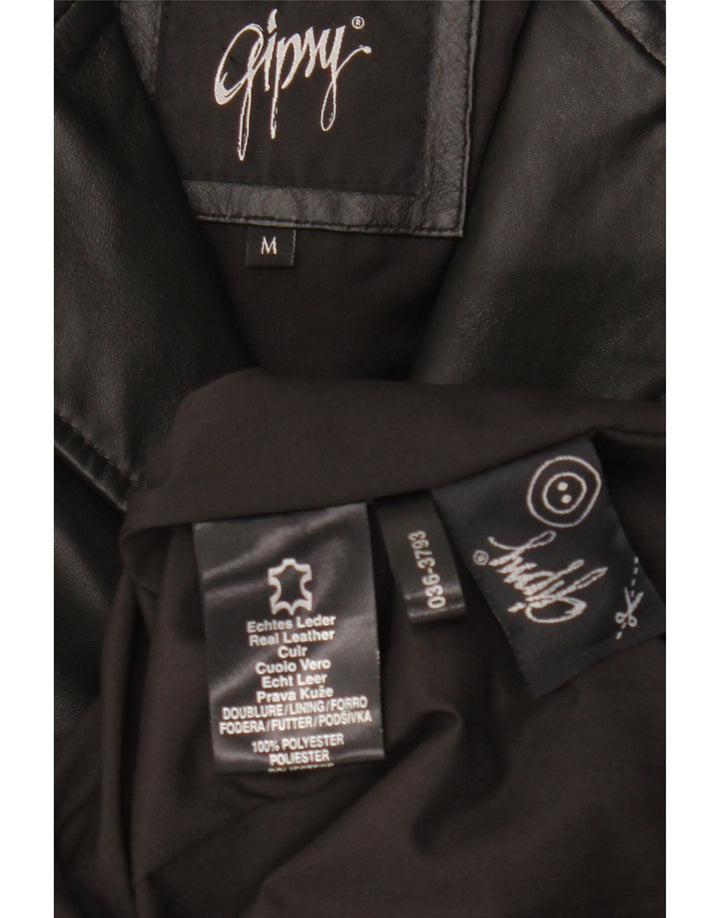Gipsy Womens Leather Coat UK 12 Medium Black Leather