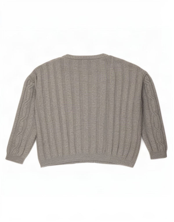 Marks & Spencer Womens Boat Neck Jumper Sweater UK 20 2XL Grey Cotton