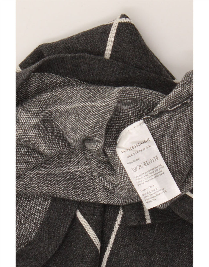 Warehouse Womens Crop Turtle Neck Jumper Sweater UK 8 Small Grey Check