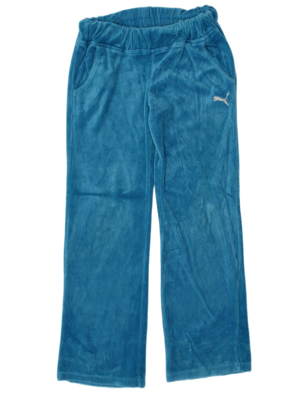 Puma Boys Velvet Tracksuit Trousers 9-10 Years Small Blue Cotton