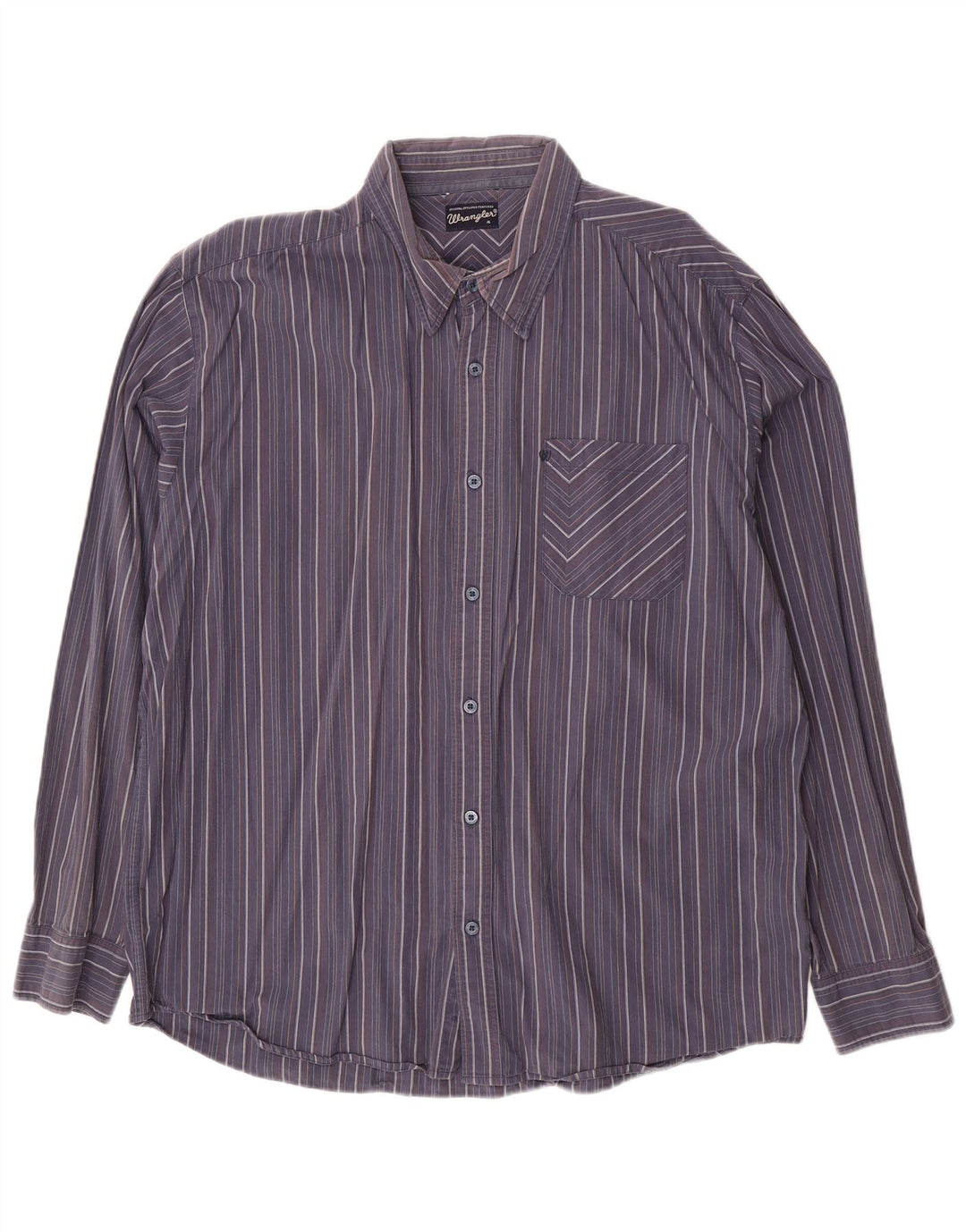 WRANGLER Mens Shirt XL Navy Blue Striped Cotton