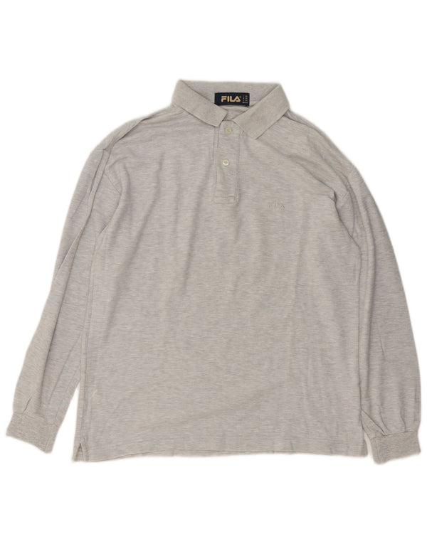 Fila Mens Loose Fit Long Sleeve Polo Shirt 2XS Grey Cotton