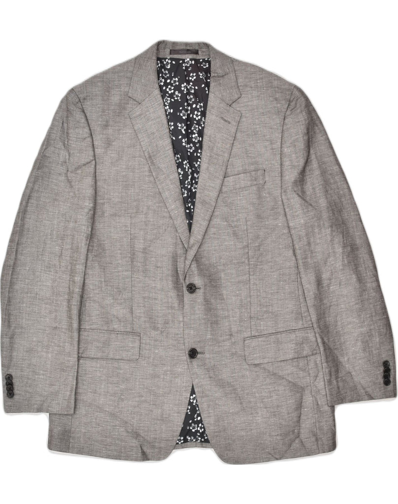 MICHAEL KORS Mens 2 Button Blazer Jacket UK 42 XL Grey Linen | Vintage Michael Kors | Thrift | Second-Hand Michael Kors | Used Clothing | Messina Hembry 