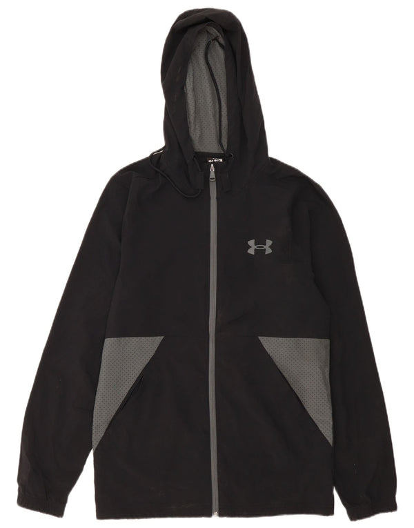 Under Armour Mens Hooded Rain Jacket UK 36 Small Black Colourblock