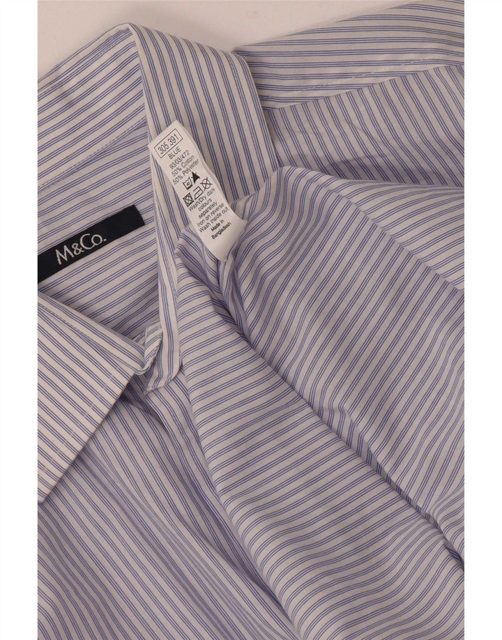M&Co Mens Regular Fit Shirt Large Blue Striped Cotton Classic