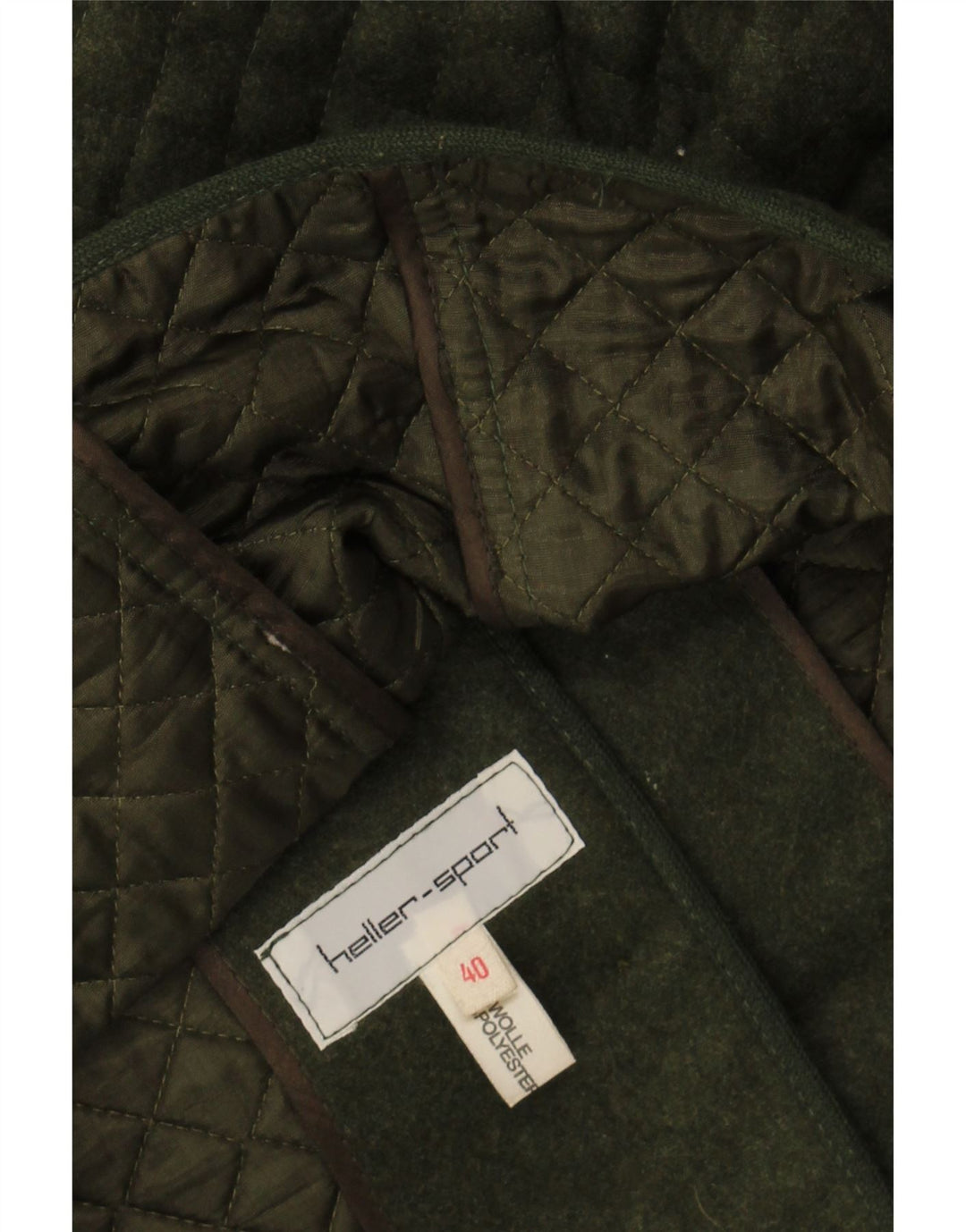 HELLER-SPORT Womens Quilted Blazer Jacket EU 40 Medium Green Wool Vintage Heller-Sport and Second-Hand Heller-Sport from Messina Hembry 
