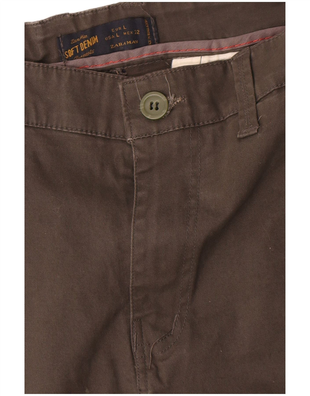 Zara Mens Slim Chino Trousers Large W32 L30 Khaki
