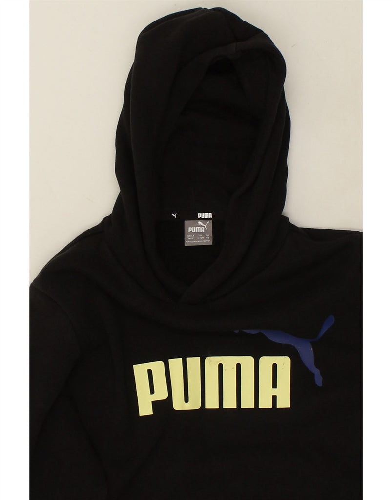 PUMA Boys Graphic Hoodie Jumper 11-12 Years Black Cotton | Vintage Puma | Thrift | Second-Hand Puma | Used Clothing | Messina Hembry 