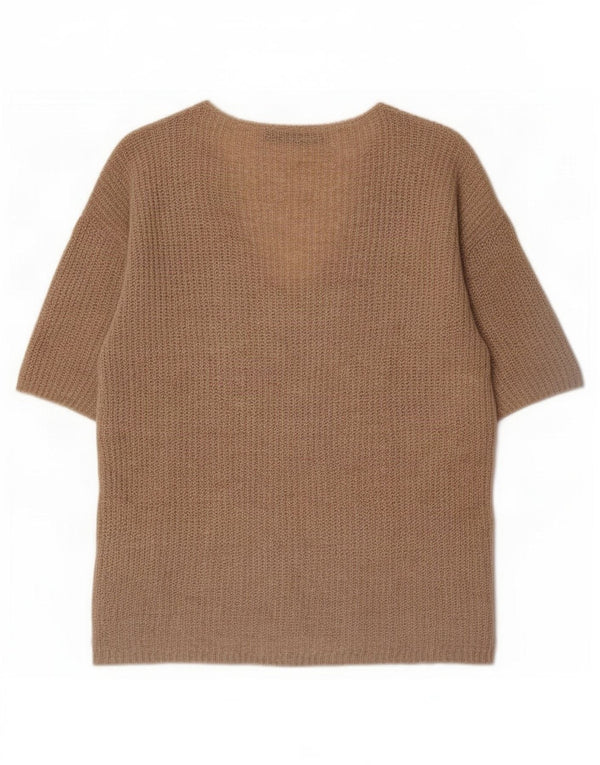 Zara Womens Oversized V-Neck Jumper Sweater UK 10 Small Beige Flecked