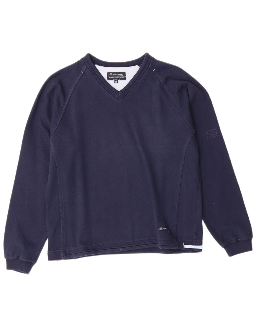 Champion Womens Oversized Sweatshirt Jumper UK 6 XS Navy Blue Cotton