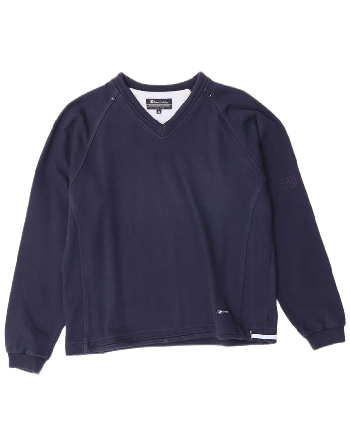 Champion Womens Oversized Sweatshirt Jumper UK 6 XS Navy Blue Cotton